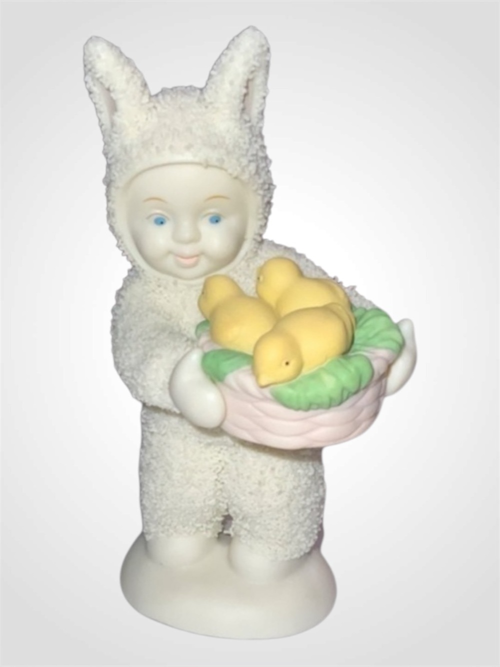 Department 56 Snowbunnies “Basket Of Joy” Porcelain Collectors Figurine 4”